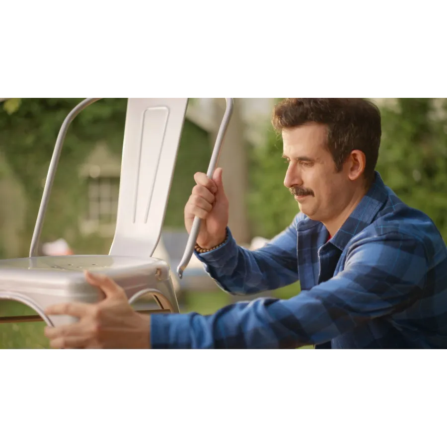 a person holding a white object